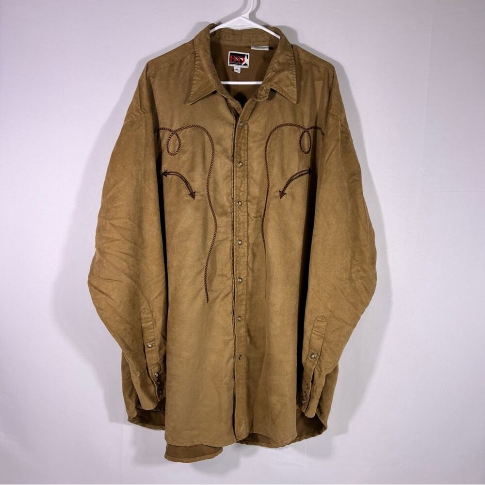 B&D Brooks & Dunn Panhandle Slim Faux Suede Western Shirt Size XXL 1011